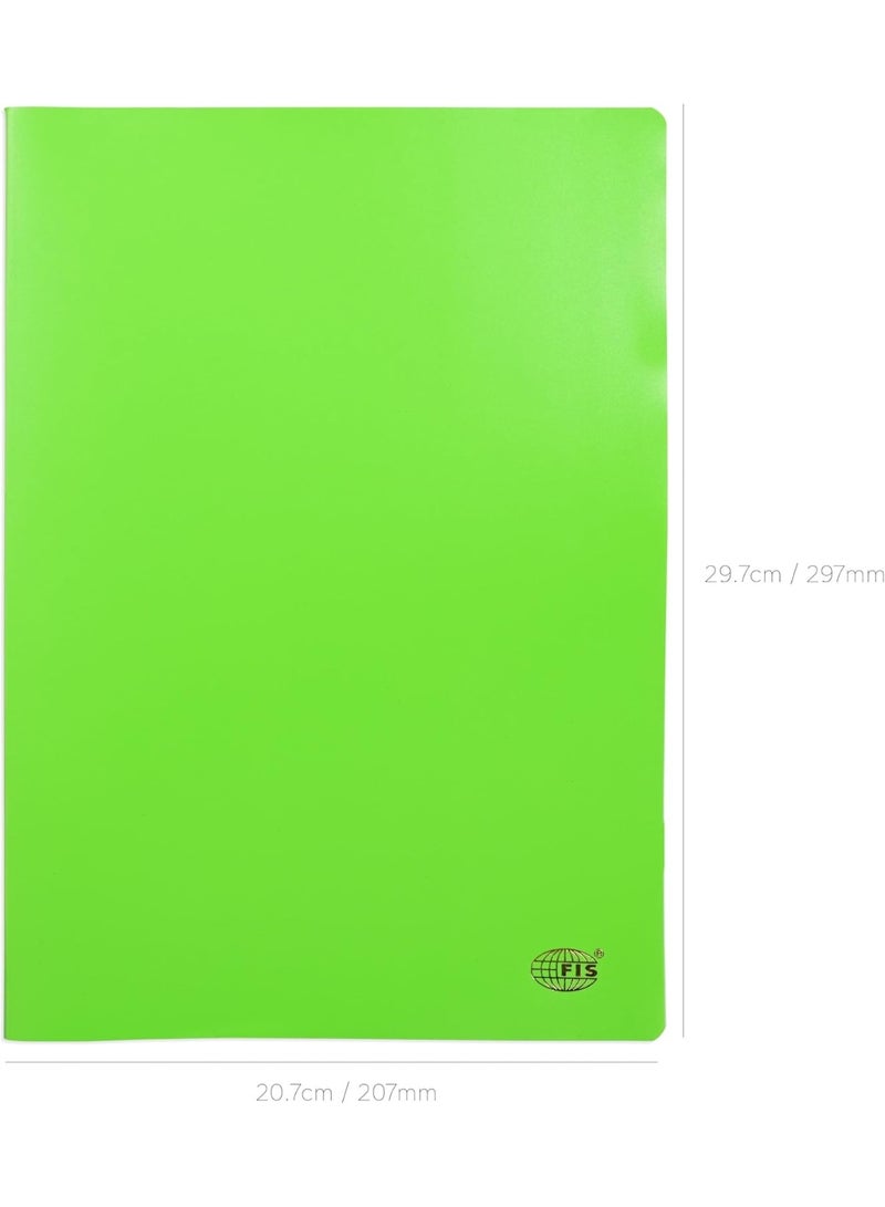 FIS® Notebook, Soft Cover PP Materials, Size A4(210x297mm), Plain White Paper, 80 Sheets, 160 Pages, 2 Round Edges, Packet of 5 Pieces, Neon Green Color-FSNBA4PLPPNGR - Image 2